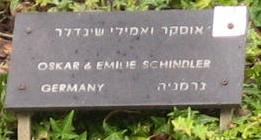 Phograph of Oskar Schindler's plaque in the Garden of the Righteous