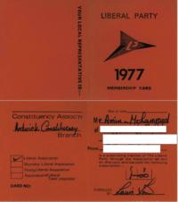 Scan of Liberal Party membership card